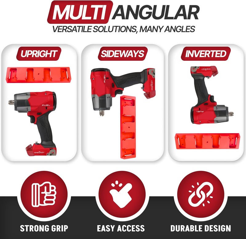 perch 4 Pack Milwaukee Tool Holder with 4 Pack Milwaukee Battery Holder for Milwaukee 18v Tools and Milwaukee 18v Battery - Image 4